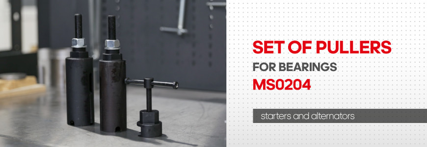 A set of pullers MS0204 for replacement of rear bearings in alternator rotors.